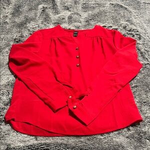 SHEIN Red Blouse with Gold Accents